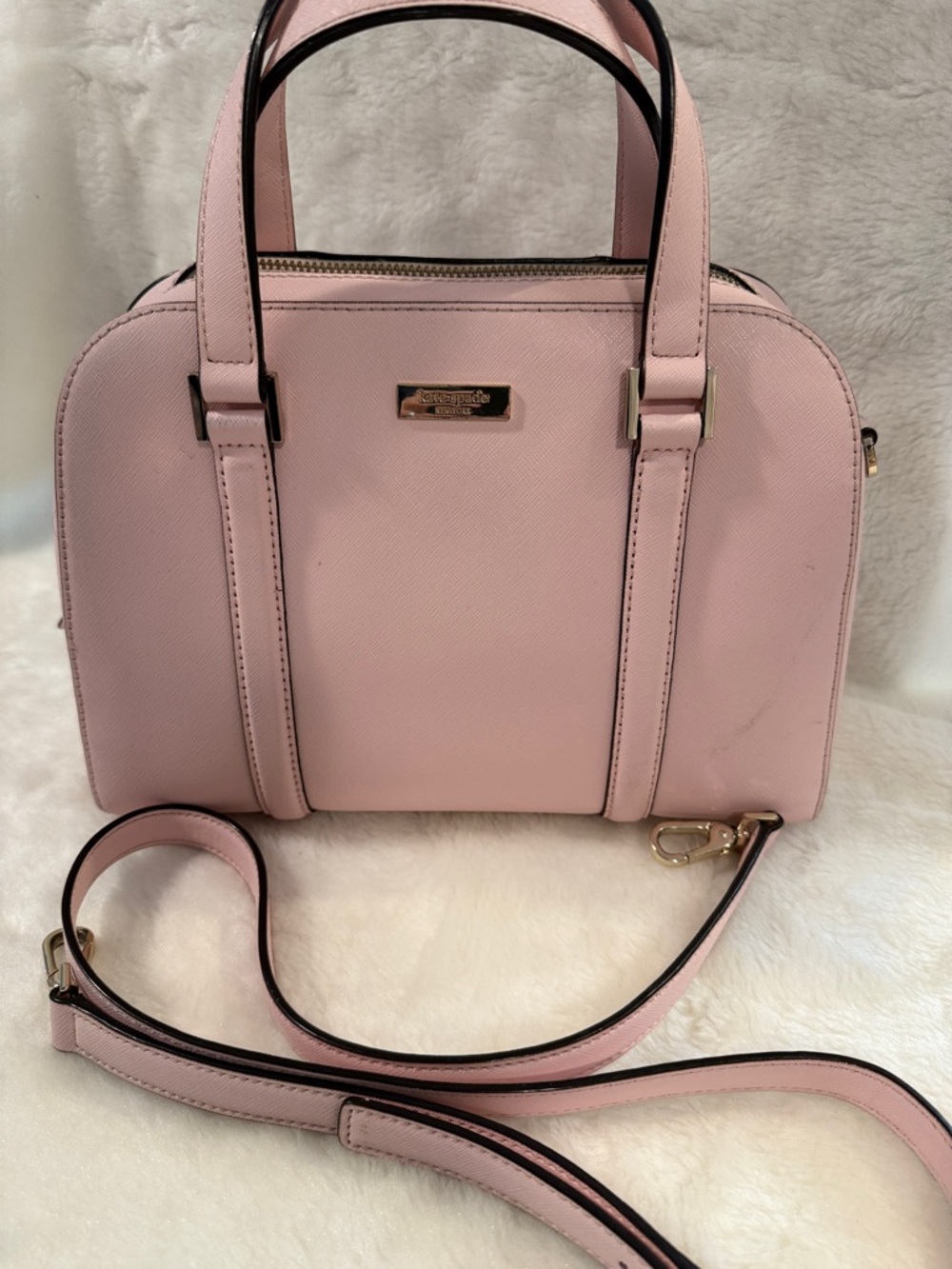 Kate Spade New York Blush Pink Leather Satchel Crossbody Bag